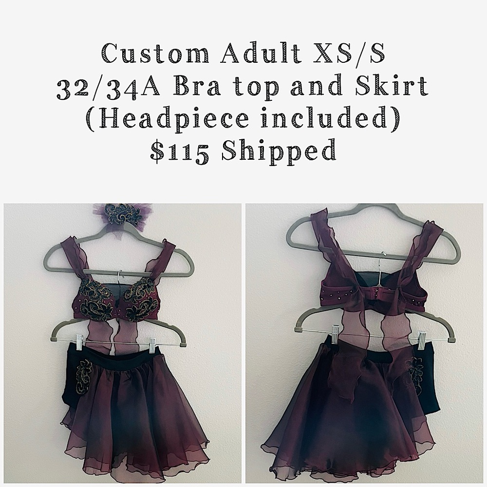 Custom XS/S Adult Dance Costume, Purple, Jazz/Contemporary